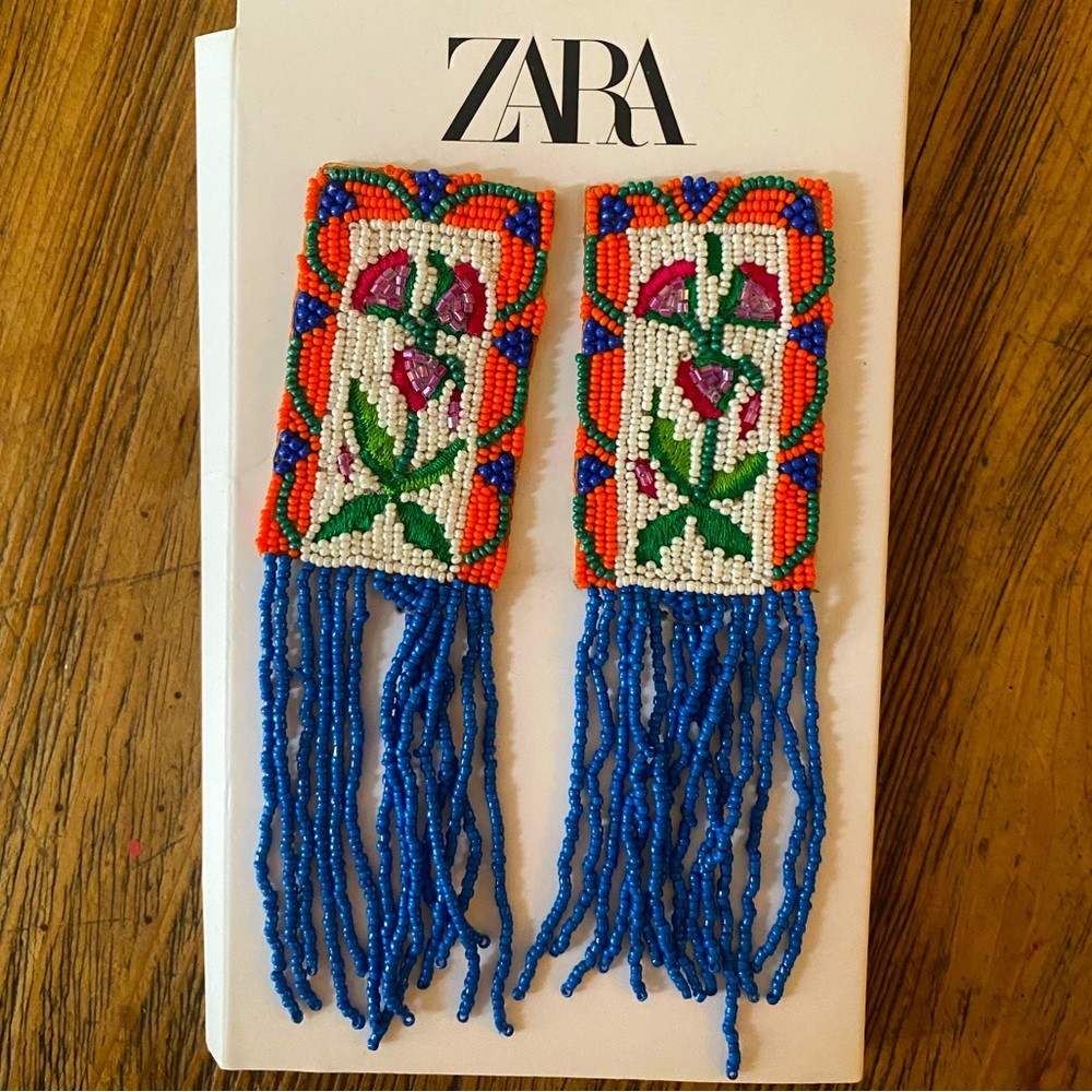 Zara beaded floral design earrings